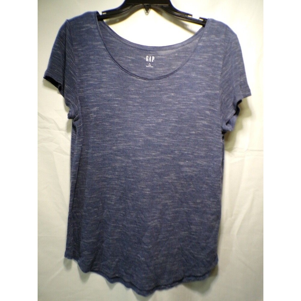 Gap Luxe Women's Blue Heather Scoop Neck Short Sleeve T Shirt Small